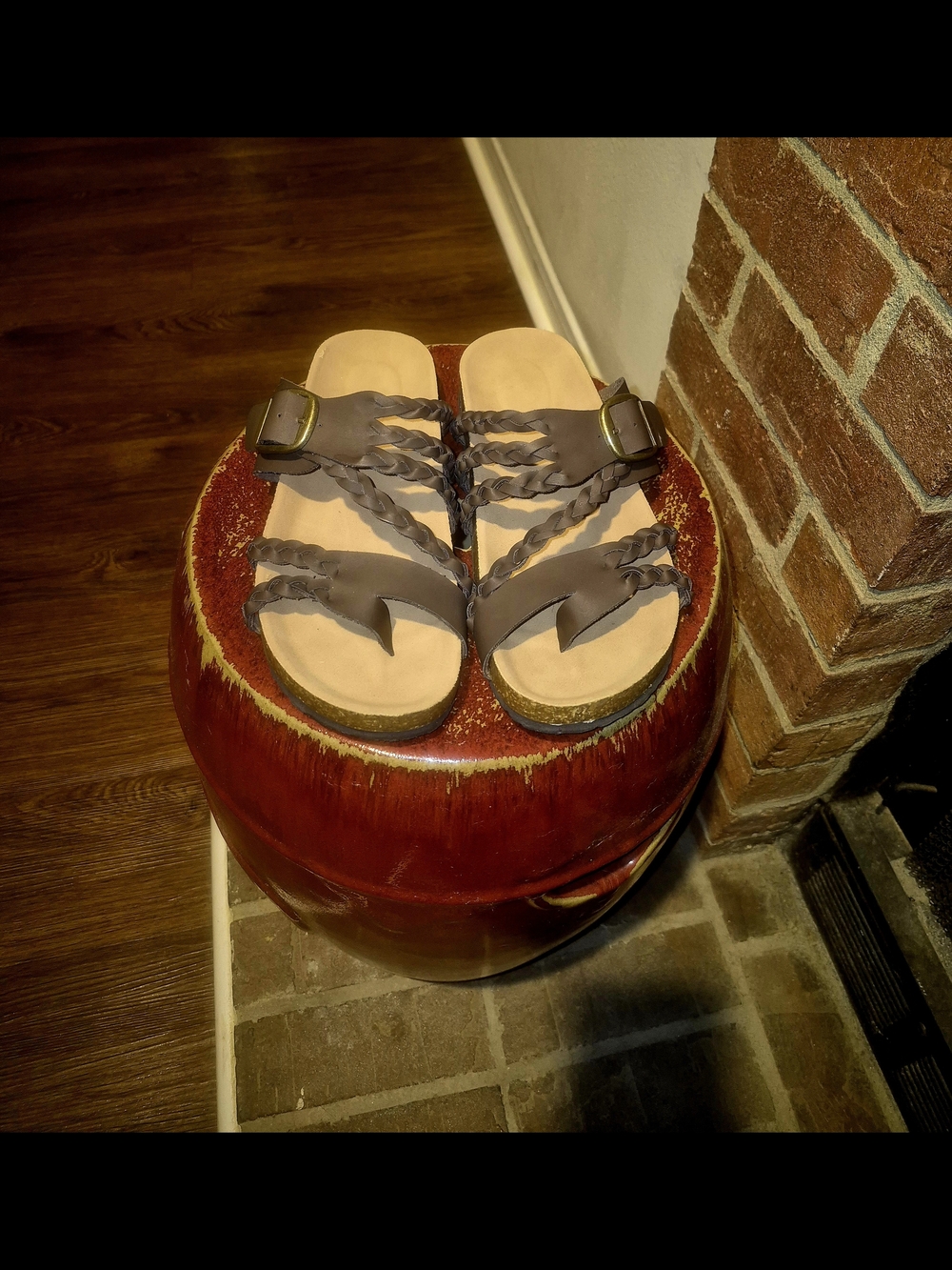 *BRAND NEW* Braided Boho Leather Slide Sandals in Brown